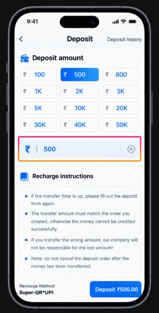 goa game deposit money